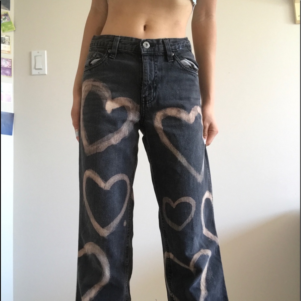 Bleach dye heart jeans size 000/00